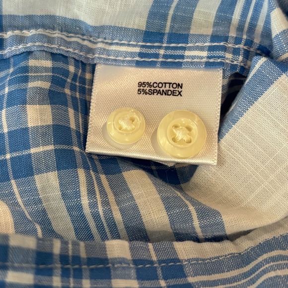 Peter Millar Button Down Shirt Mens Medium Blue Plaid Long Sleeve Stretch Preppy - Picture 7 of 8